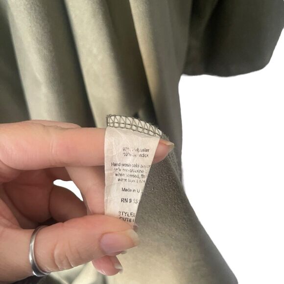 Gilli Size Large Green Faux Suede Open Front Duster Long Cardigan Top - Picture 7 of 8